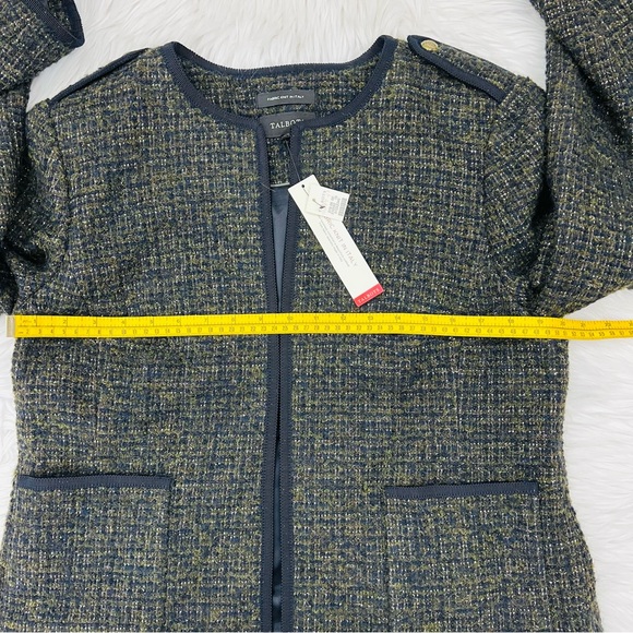 NWT Talbots Wool/Alpaca/Metallic Blend Blazer Olive/Navy Blue Fabric Knit Italy - Picture 12 of 15